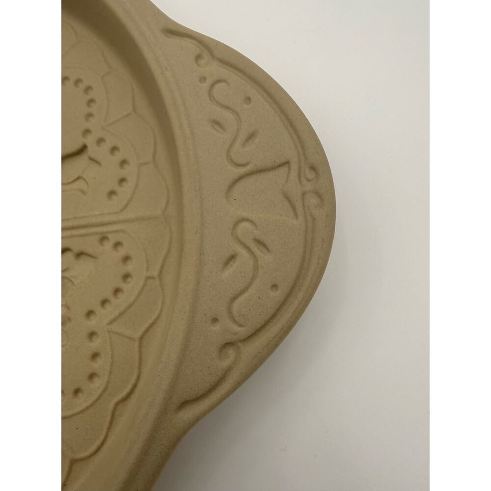 Vintage Brown Bag Shortbread Baking Pan Floral Stoneware Cookie Mold 9” - Picture 5 of 7